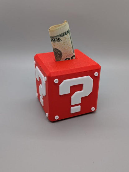 Mystery Block Piggy Bank – Mario-Inspired Coin Bank with Magnetic Closure | 3D Printed in Multiple Colors | Gamer Gift & Decor