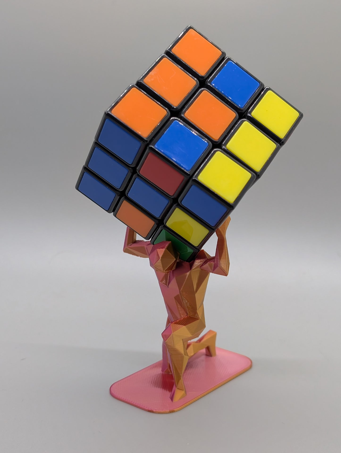 3D Printed Low Poly Atlas – Stylish Rubik's Cube Stand for home, office, party, countertop