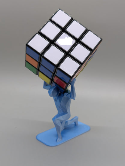 3D Printed Low Poly Atlas – Stylish Rubik's Cube Stand for home, office, party, countertop