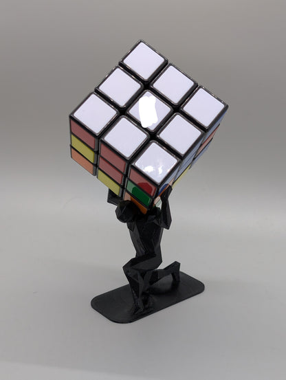 3D Printed Low Poly Atlas – Stylish Rubik's Cube Stand for home, office, party, countertop