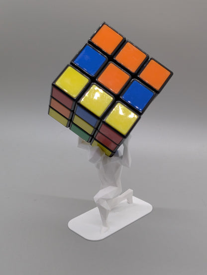 3D Printed Low Poly Atlas – Stylish Rubik's Cube Stand for home, office, party, countertop