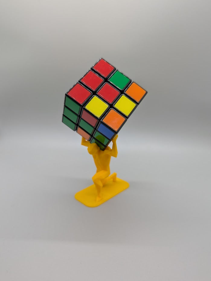 3D Printed Low Poly Atlas – Stylish Rubik's Cube Stand for home, office, party, countertop