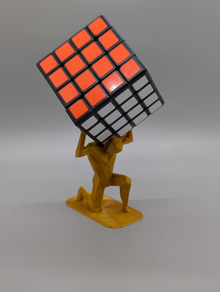 3D Printed Low Poly Atlas – Stylish Rubik's Cube Stand for home, office, party, countertop