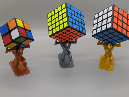 3D Printed Low Poly Atlas – Stylish Rubik's Cube Stand for home, office, party, countertop