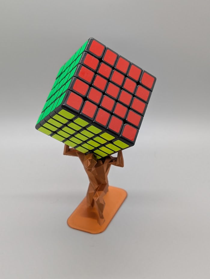 3D Printed Low Poly Atlas – Stylish Rubik's Cube Stand for home, office, party, countertop