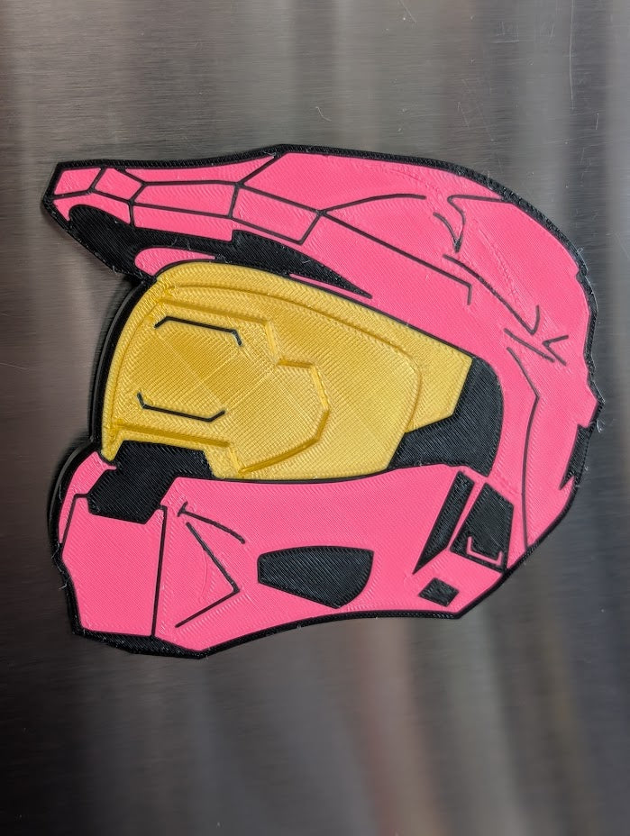 3D Printed Master Chief Helmet Magnet – Eco-Friendly PLA, Halo Inspired, Multiple Colors & Styles, Gamer Gift