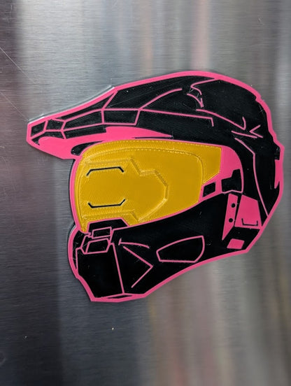 3D Printed Master Chief Helmet Magnet – Eco-Friendly PLA, Halo Inspired, Multiple Colors & Styles, Gamer Gift