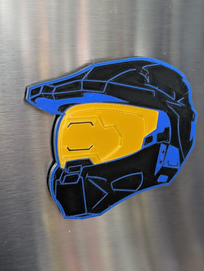 3D Printed Master Chief Helmet Magnet – Eco-Friendly PLA, Halo Inspired, Multiple Colors & Styles, Gamer Gift