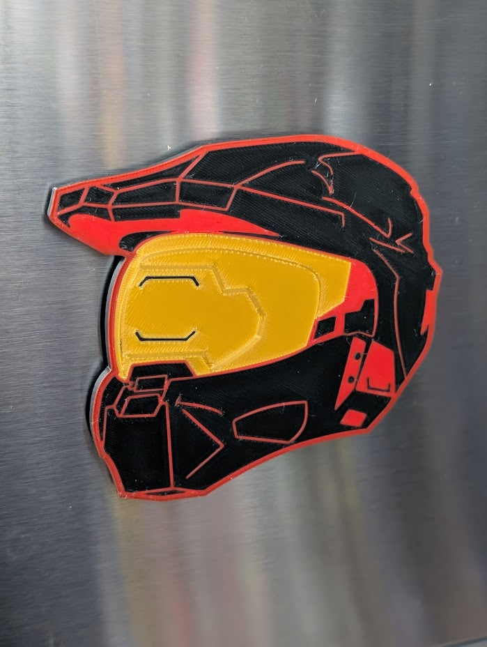 3D Printed Master Chief Helmet Magnet – Eco-Friendly PLA, Halo Inspired, Multiple Colors & Styles, Gamer Gift